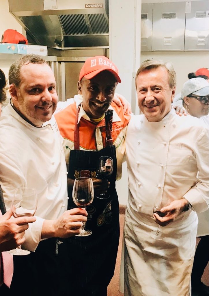 Chef Kfir in the kitchen with Chef Daniel Boulud and Chef Marcus Samuelsson